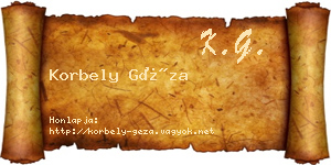 Korbely Géza névjegykártya